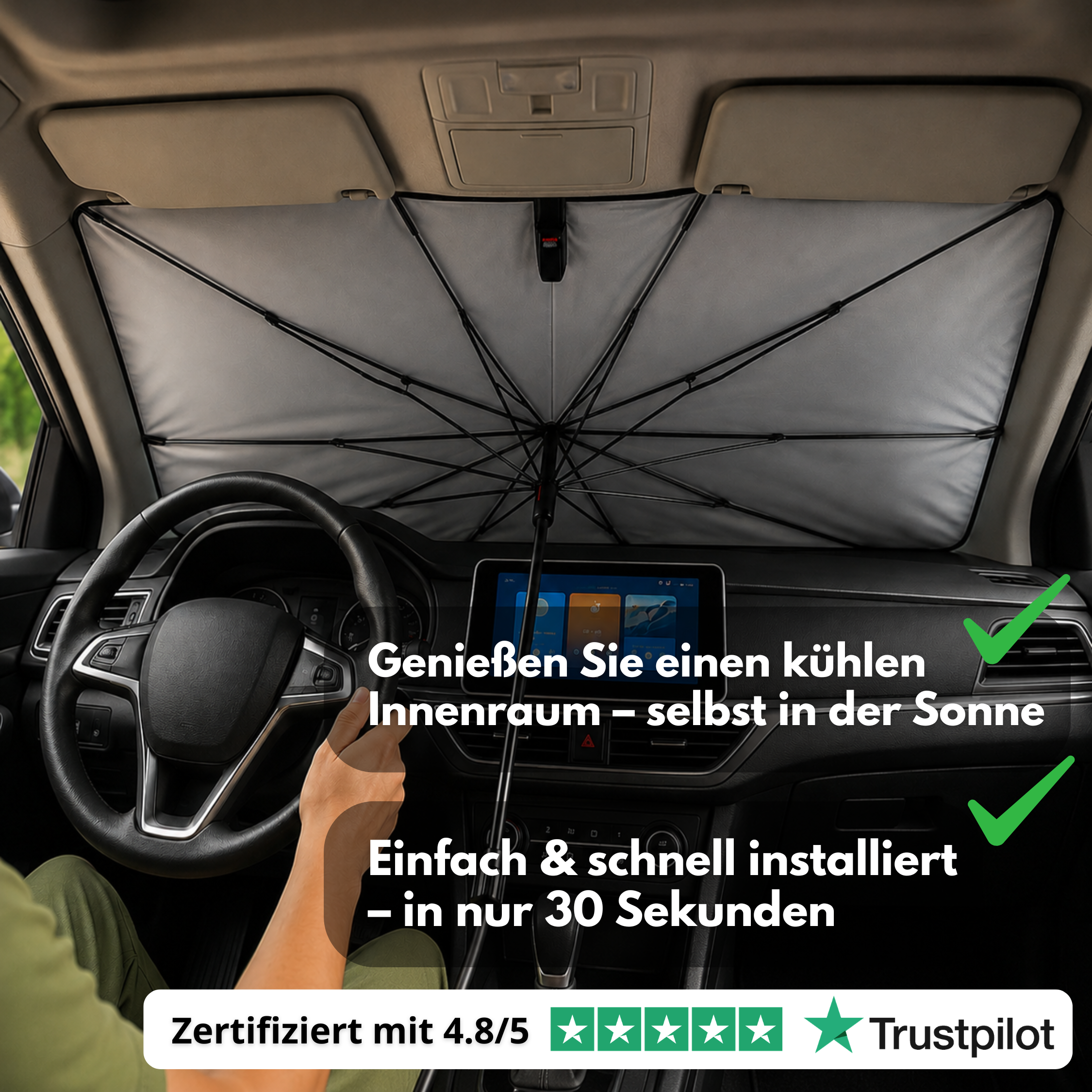 UVX26 PRO™ Sonnenblende – Bis zu 30 °C weniger Hitze im Fahrzeuginnenraum