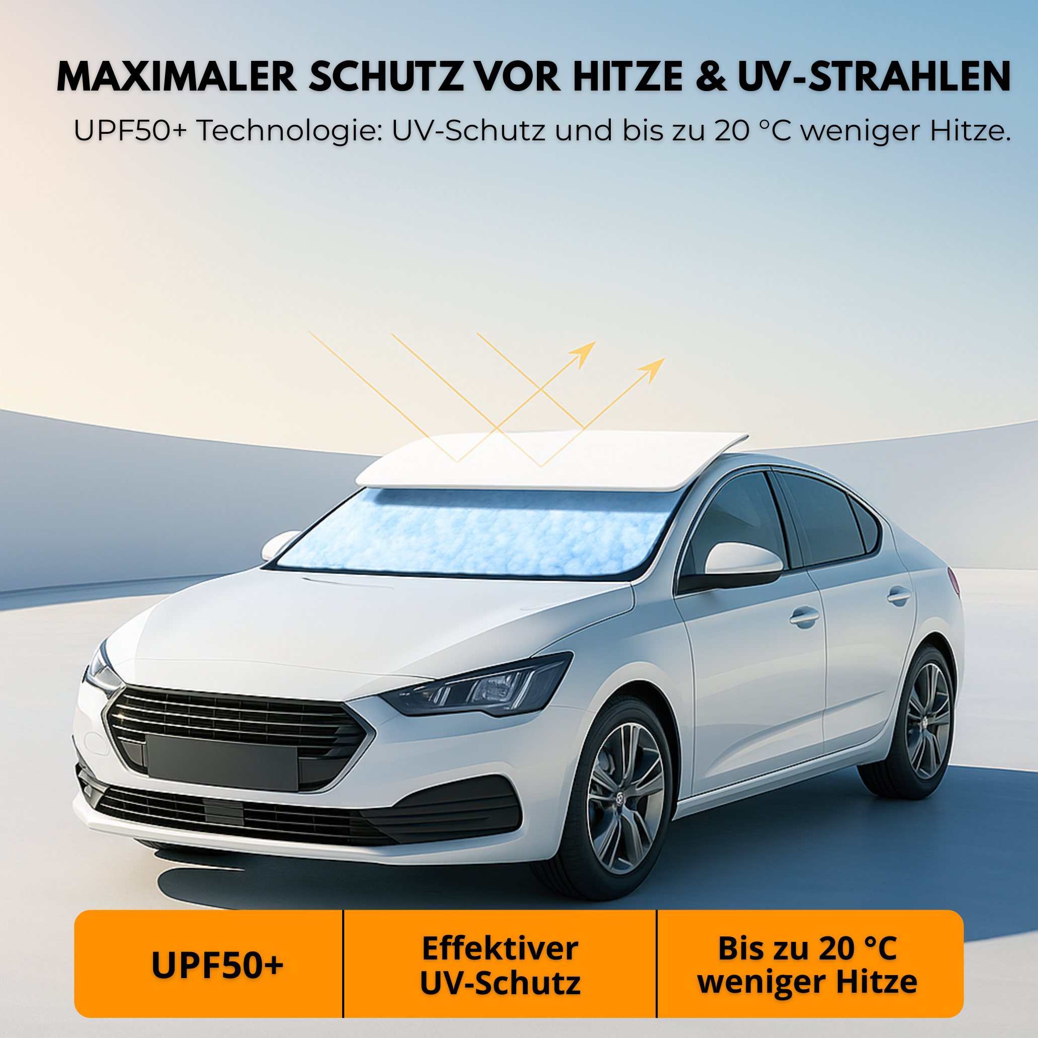 UVX26 PRO™ Sonnenblende – Bis zu 30 °C weniger Hitze im Fahrzeuginnenraum